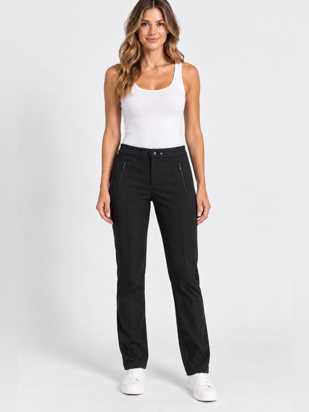 VINCE. Women’s Size 4 Black Slim Straight Pants Front Seam Zip Detail Stretch